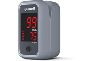yuwell Pulse Oximeter | Blood Oxygen Monitor Finger Adults and Kids | Medical Grade, Ultra Light, Large LED Display, Light Blocking Design, Power Saving, Comfortable Touch