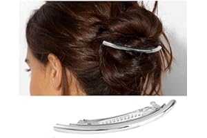 Cybche Einfache Haarspangen Silberne Metall Haarspangen Gebogenen Clip Barrette Lange Bar Haarspangen Barrette Dekorative Metall Haarschmuck Schmuck Für Frauen Kopfschmuck(silver2)