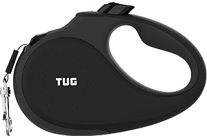 TUG 360° Tangle-Free Retractable Dog Lead for Up to 25 kg Dogs | 5 m Strong Nylon Tape/Ribbon (Medium, Black)