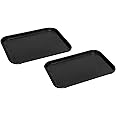 SWIFT INTERNATIONAL Durable Multi-Use Plastic Serving Trays 18" Rectangular Plastic Trays for Kitchen (Pack of 2) (Black)