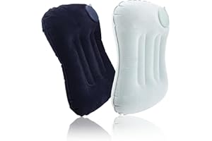 GEBAUM Almohada Camping Hinchable No se Requieren Herramientas, 2 Piezas Almohada Playa Cabeza Hinchable, Almohada Hinchable Camping, Liviano y Cómodo, Fácil de Inflar, Adecuado para Ccampar, Playa