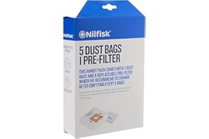 5 Bolsas Aspiradoras Nilfisk Bravo + Pre-filtro - Recambio Original - (30050002)