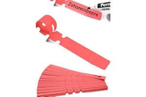 HomeTools.eu® Lot de 100 Rubans pour étiquetage | Plantes arbustes | Plastique 21 x 2 cm | Résistant aux intempéries avec Boucle de Fixation Rouge