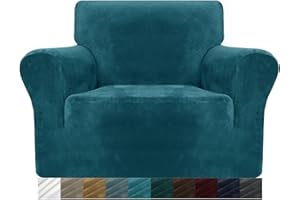 ‎MAXIJIN MAXIJIN Dicke Samt Stuhlhussen für Sessel Stretch rutschfeste Sofabezug 1-Sitzer Hunde Katze Haustier Wohnzimmer 1-teiliger Sofa Protector Stuhl Schonbezug (1 Sitzer, Schwarzgrün)