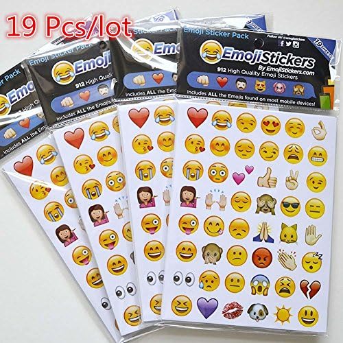 19 Pcs Emoji Stickers Pack 912 Creative Die Cut Stickers for Diary Phone Instagram Twitter Vinyl Smiley Icon Images of Emotions
