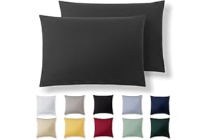 Alreya Poszewka na poduszkę 30 x 50 cm (zestaw 2 szt.) - antracytowa - 100% bawełna dżersej - poszewka na poduszkę, poszewki jersey, super miękkie poszewki z zamkiem błyskawicznym