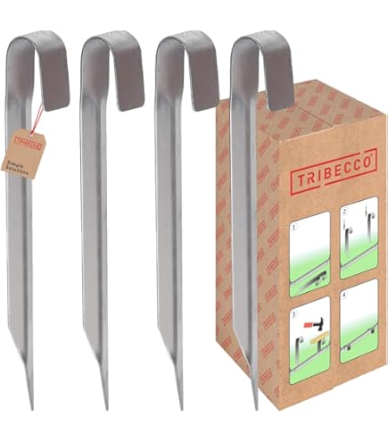 6 Ancoraggi A Terra 30cm Con Gancio A U - Per Trampolini, Tende E Teloni