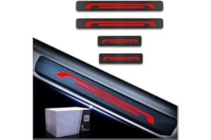 Muchkey Protector De Alféizar De Puerta De Coche Para SEAT Alhambra Altea Arona Arosa Ateca Exeo Ibiza Leon Mii Tarraco Toledo fibra de carbono Pegatina Decorativa Accesorios De Estilo 4Pieza Rojo