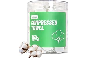 icepac Compressed Towels, Camping, Disposable Face Compressed Towels, Magic Towel, Compressed Towel for Travel, Camping,Hiking (9x9in) (White 160)