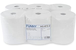 ‎FUNNY Funny Handtuchrolle mit Spezialkern, für markenfreie Spendersysteme, 2 lagig hochweiß, 21 cm, 130 m, 4er Kern, 1er Pack (1 x 6 Stück)