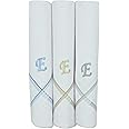 Concerto Men's Fine Cotton (White) Embroidered Initial Handkerchief (Pack of 3) (Size 48 cms * 48 cms) - (A-Z)