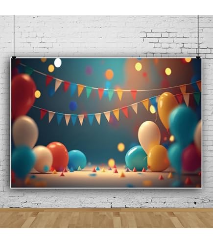 YongFoto Fondale Fotografico In Vinile 1,5x2,2m - Palloncini Aerostato Con Fiori Per Compleanno Bambini