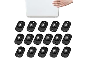 TRVL FIELDER Self Adhesive Mini Caster Wheels, Ball Casters for Kitchen Appliance, 360° Swivel Universal Wheel Roller Castors, Sticky Pulley for DIY, Trash Can, Storage Box, Small Appliance (16, Black)