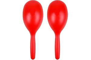 A-Star Par de maracas de plástico rojo - Sonajero agitador de 20 cm, instrumento de ritmo de percusión