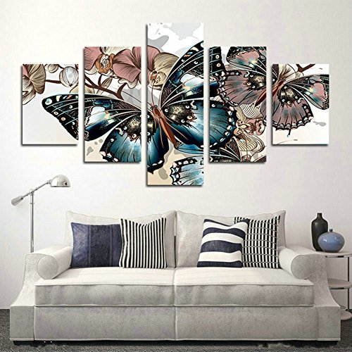 RunFar 5 Stück Schmetterling Design DIY 5D Diamant Malerei Stickerei Diamond Kreuzstich Painting Heim Room Decor