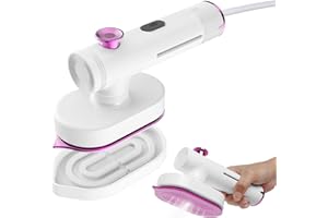 Ertisa Mini Steam Iron, Foldable Handheld Travel Steam Iron Portable Steamer Iron 15s Fast Heat Mini Iron Machine Steamer Rotary Wet & Dry Garment Micro Iron Steam Generator for Home Travel