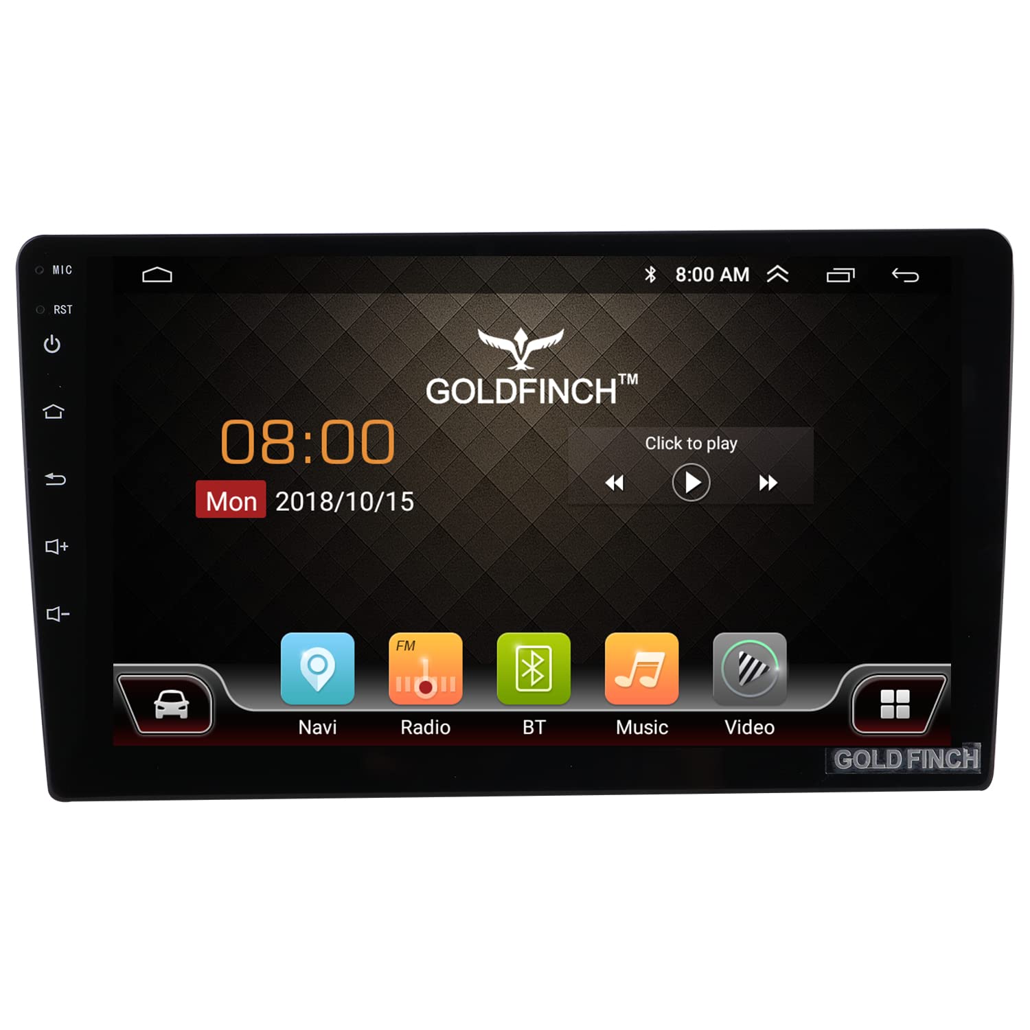 Goldfinch Audio 9 inch Full Touch Screen Android Car Stereo With GPS, Bluetooth, Wi-Fi, Navigation, Reverse Camera Support, Mirror Link
