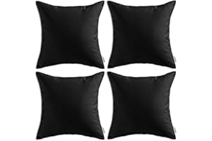 MIULEE Fundas de Cojines Impermeable Cojines Exterior Funda de Almohada Cojin Duradero Decoración Moderna para Sofá Cama Patio Jardín Terraza Silla Balcón 4 Piezas 45x45 cm Negro