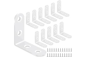 Yeepeo 12 Stück Winkelverbinder 50 × 50mm, Weiß Edelstahl Winkel Metallwinkel 90 Grad L Form Möbelwinkel Edelstahlwinkel Winkel Klein Mit 48 Schraube für Holz Möbel Tabelle Stuhl