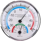 Analog Ekranlı Sıcaklık ve Nem &Ouml;l&ccedil;er Termometre, -30&deg;C ile +50&deg;C Arası, 12.5cm &Ccedil;ap, Bebek Odası i&ccedil;in Uygun