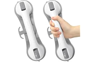 Vortix 2 sztuki uchwytów dla seniorów, bez wiercenia, lampka nocna, uchwyt do prysznica, bez wiercenia, z 3 przyssawkami, maks. nośność 110 kg; 29 cm, uchwyt z przyssawką do łazienki, toalety, kuchni