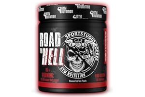 ‎GYM NUTRITION Road to Hell Ultra Hardcore Booster Pre Workout Powder ATP + L-Arginine + Citrulline + Beta Alanine + Caffeine 400 g in Collaboration with Sports Studio Popeye Ice Tea Peach Flavour Vegan