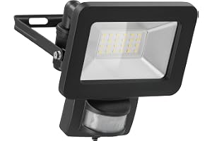 goobay 53879 LED strålkastare rörelsedetektor utomhus 20 W/PIR sensor utomhusstrålkastare IP44/neutralt vitt ljus 1700 lm/LED
