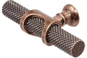 Decoranddecor Amelia - Knurled Cabinet Handles | Aluminium T-Bar Kitchen Cupboard Handles | Furniture Knobs | 70mm Knob, Antique Copper