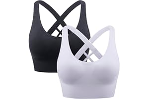 Heersan Sport BH Damen, Push up Sport Bra Ohne Bügel Crossback Seamless Starker Halt Sports Bra mit Abnehmbaren Gepolstert für Fitness Lauf Joggen Yoga