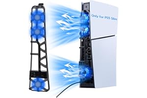Mcbazel PS5 Slim Cooling Fan with RGB Lighting, USB Powered, 3 High-Speed Fans, Enhanced Airflow, Cooling Fan for PlayStation 5 Slim Console