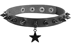 Eigso Punk Leather Studded Choker Necklace for Women Retro Classic Vintage Pendant Collars for Woman Man