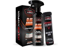 Bass Motor Nettoyant Vitres de Voiture et Moto Intérieur et Extérieur | Nettoyage Dégraissant et Lustrant avec Chiffon Microfibre Fourni | Sans Traces ni Film | Parfum Frais - Glass Armor 500ml