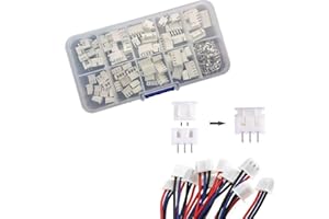 LUNPOG JST-XH Lot de 230 connecteurs JST-XH 2,54 mm Pitch Femelle Broches Header, Câble Adaptateur Mâle et Mâle (2/3/4/5 Broches)