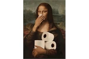 Mona Lisa Badrumskonst, rolig bit efterliknar Mona Lisa håller i näsan Väggbildaffisch, Vintage Humor Toalettaffischtryck för