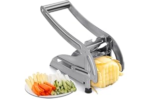 QINYOULHAUSE Pommes Frites Schneider Kartoffelschneider mit 2 Edelstahl-Schneideeinsätzen Professioneller rutschfester Pommesschneider zum Schneiden von Kartoffeln,Gurken,Karotten und anderem Gemüse und Obst