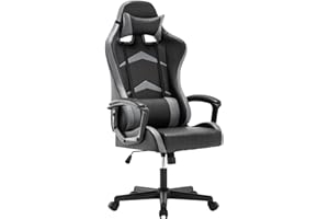 IntimaTe WM Heart Chaise Gaming Ergonomique, Fauteuil de Bureau Pivotant, Dossier Haut, Racing Siege Gamer avec Appui-tête et Soutien Lombaire Ajustables, 52 x 58 x 130cm (Gris)