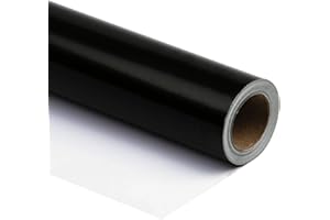RUSPEPA Papel de Embalaje Brillante Negro - Color Sólido para Bodas, Cumpleaños, Fiestas para Dar La Bienvenida a Los Bebés, Felicitaciones y Regalos Navideños - 76 cm X 10 m