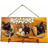 Deniz Kabuklu ve Kaplumbağa Fig&uuml;rl&uuml; Ahşap Duvar Anahtarlığı, Hoşgeldiniz Yazılı Dekoratif Askılık, Giriş Hol&uuml; Kapı S&uuml;s&uuml; Ev De