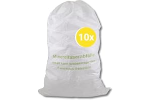 dm-folien Big Bag Mineralwolle 140x220cm I 10 Stück I Fassungsvermögen von 700 Liter I Mineralwolle Sack mit Kordel I KMF Big Bag Säcke mit 85g/m² Stärke I stabil & beschichtet