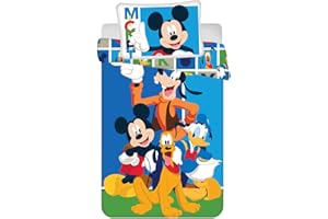 JFabrics Parure de lit pour bébé avec Housse de Couette et taie d'oreiller - pour garçons et Enfants - avec Donald Duck et Pluton