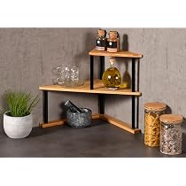 Kesper | Kchen-Eckregal mit 2 Ebenen, Material: Bambus, Mae: B 52 x H 39  x T 29,5 cm, Farbe: Natur, Schwarz | 58808 : Amazon.de: Kche, Haushalt &  Wohnen