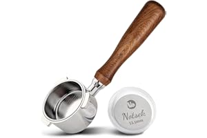 NOTSEK 54mm Bottomless Portafilter with 54mm Puck Screen for Sage Breville 8 Series 870/875/878/880, 54mm Bottomless Portafilter with Stainless Steel Filter Basket Solid Wood Handle