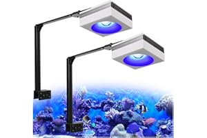 PopBloom WiFi LED Acquario Marino 200W, Lampada Acquario Marino a Spettro Completo per acquario di pesci SPS/LPS, L'APP supporta l'italiano (2 lampada wifi con kit di montaggio)