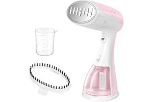 HNCY mini fer à repasser, mini fer à vapeur, cuiseur vapeur portable, (chauffage rapide 15s, réservoir d'eau 300ml, 1500W), fer a repasser suspendu compact pour la maison - Rose