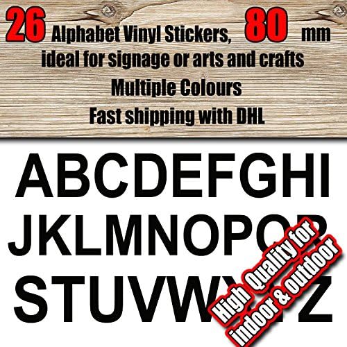 26 Alphabet A-Z LETTERS OR Custom Personalised TEXT " 80 mm " VINYL Stickers HIGH QUALTITY self adhesive for indoor & outdoor for signage or arts and crafts,suitable for use at home, school or work, Multiple Colours, Sticker Decal,Weatherproof,Adress, Domain, website,Name, for Boat, Bike Jetski, car,