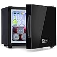 KLARSTEIN Frosty Mini Fridge Refrigerator-Cooler,Cheese Fridge, 10 litres, 65W, EEC A, Removable Glass Trey, LED Lighting Space-Saving,Temperature Range Between 10 and 18 °C, Black, Black door