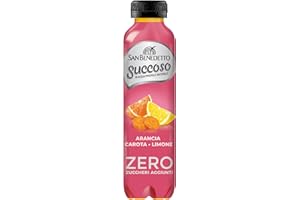 San Benedetto, Succoso Zero alla Arancia, Carota e Limone, 400 ml Bevanda Leggera e Dissetante in Acqua Minerale Naturale, Senza Zuccheri, Conservanti Coloranti e Glutine