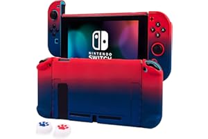 CHIN FAI Dockable Case für Nintendo Switch Hard Shell Schutzhülle für Nintendo Switch Console und Joy-Con Controller mit 2 Stäben (Blau-Rot)