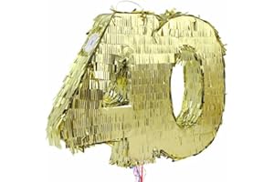 PLAYFLIP Pinata Zahl 40 gold metallic 40. Geburtstag Party Spiel