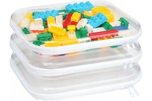 Exquilnova 3 stycken transparent necessär hårda skal, vattentät leksaksförvaring, leksaksväska för resor, sminkväska med drag